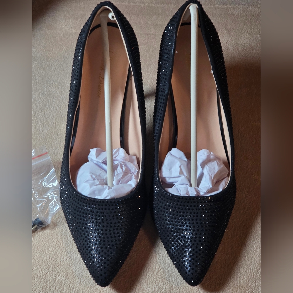 Lauren Lorraine Sparkling Rhinestone Dori Pumps Black/Pewter Size 9.5 New in Box